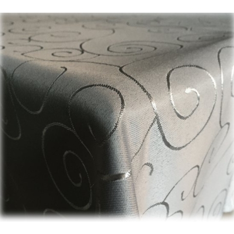 JEMIDI Tafelkleed ornamenten zijdeglans edele tafelhoes tafelkleed - Grijs - Vorm Rond - Maat 160x160