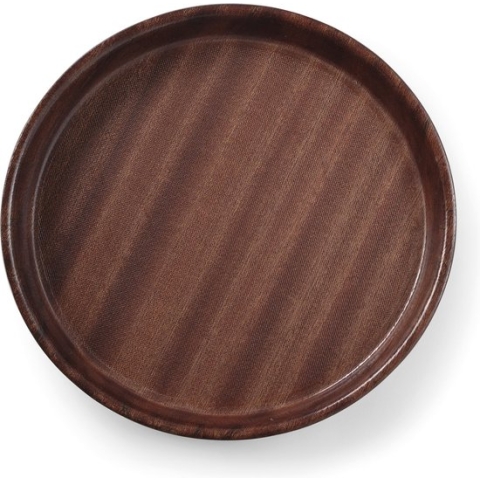 Hendi Dienblad Rond - met Hoge Rand - Antislip - Woodform Mahonie - Horeca Dienblad - Ø36x(H)3cm