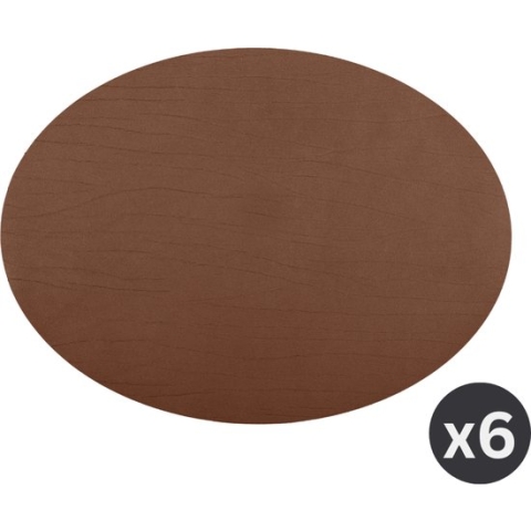 Placemat TITAN ovaal, SET/6, 33x45cm, donkerbruin dubbelzijdig
