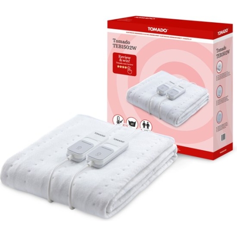 Tomado TEB1502W - Elektrische onderdeken - 2 personen -  160 x 140 cm - 2 schakelaars - Wit