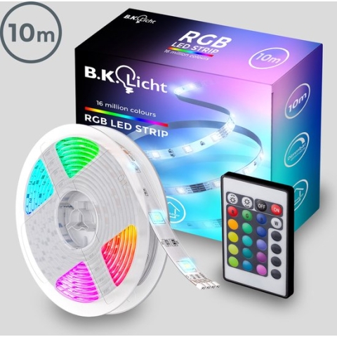 B.K.Licht – LED Strip 10 meter – Light strip – RGB LED Verlichting – met afstandsbediening – licht strip dimbaar – gaming accesoires