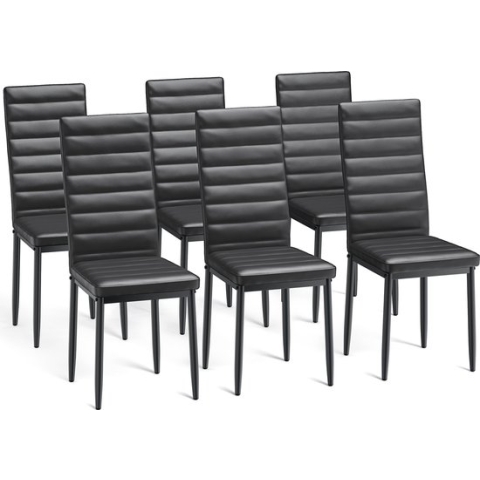 Bealife Eetkamerstoelen Set Van 6 - Eetkamer Stoelen Klassiek Set met PU Leer - Keuken Stoelen voor Kleine Ruimten, Moderne Keukenstoel- Eettafelstoel Woonkamer- 6 Persoons Eetkamer Stoelen Set voor Ontbijt Hoek, Restaurant, Bar, Woonkamer - Zwart