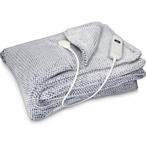 Navaris XXL warmtedeken voor 2 personen - Elektrische deken met 3 standen en timer - Bovendeken - 180 x 130 cm - Fluweelzacht - Wasbaar - Blauw