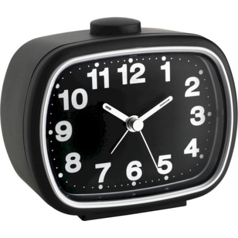 TFA Dostmann 60.1017 - Wekker - Analoog - Quartz - Alarm - Snooze - Fluorescerende wijzers - Achtergrondverlichting - Zwart - Wit