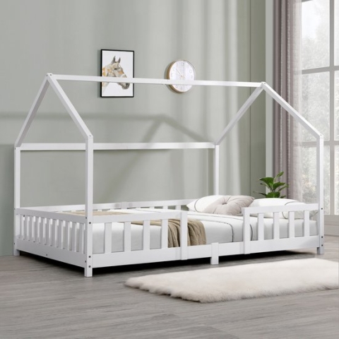 Kinderbed Sisimiut met uitvalbeveiliging 140x200 cm wit