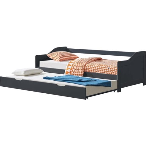 Bedbank tienerbed met onderschuifbed 90x200 cm donkergrijs