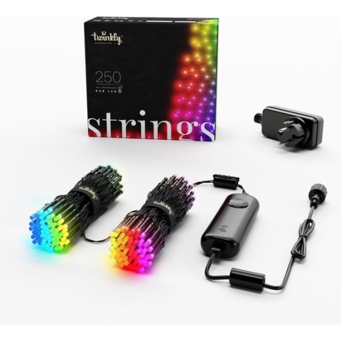 Twinkly Strings Lichtsnoer - 20M - LED - 250LED RGB - Dimbaar - Binnen & Buiten - Bluetooth of Wifi - Werkt met Homekit, Homey, Google Home en Razer Chroma - Zwart