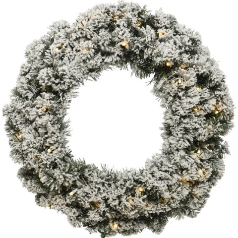 Kerstkrans met sneeuw - 40 LED lampjes - Ø 50CM