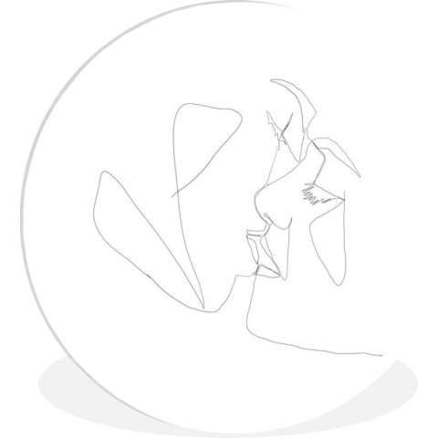 WallCircle - Wandcirkel - Muurcirkel Binnen - Liefde - Relatie - Line art - 90x90 cm - Wanddecoratie - Ronde Schilderijen