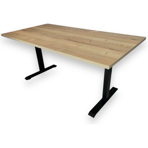 Elektrisch zit sta bureau premium – halifax natuur eiken – zwart onderstel – met memory functie en USB oplaadmogelijkheid – 160 x 80 – NIEUW