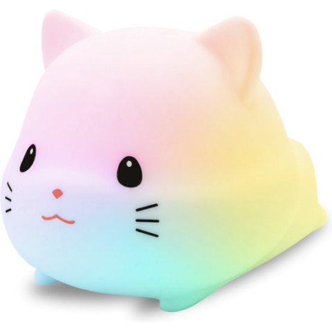 Vulpes Goods® - Nachtlampje Kinderen - LED Licht & 8 Kleuren – Nachtlampje Babykamer – Poes – USB-Oplaadbaar – Dimmer – Timer – Draadloos - Kindvriendelijk