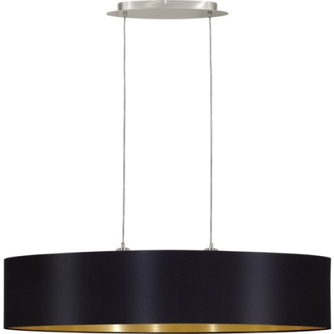 EGLO Maserlo - Hanglamp - 2 Lichts - Lengte 100cm. (ovaal/langwerpig) - Nikkel-Mat - Zwart, Goud