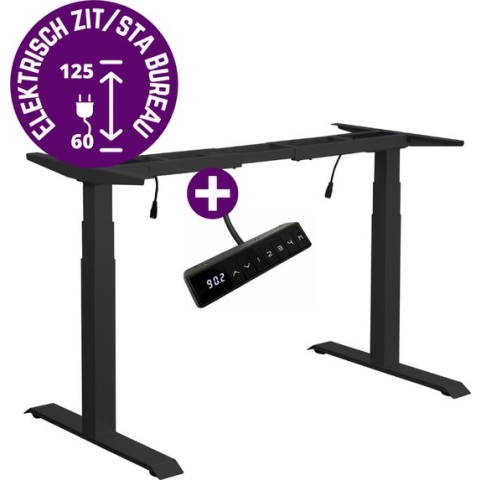 CityLine Elektrisch zit-sta bureau - Zwart - max 200x80cm - 140kg - Dubbele motor - memory bediening
