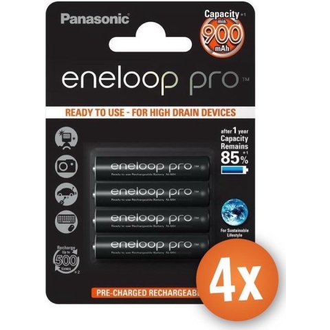Panasonic AAA Eneloop Pro batterijen - 900 mAh - 16 stuks