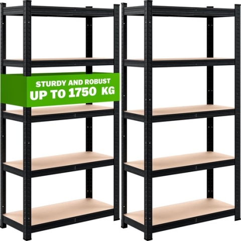 MONZANA 2x Schroefloze Stellingkast - 180x90x40cm Totaal 1750kg - Zwart