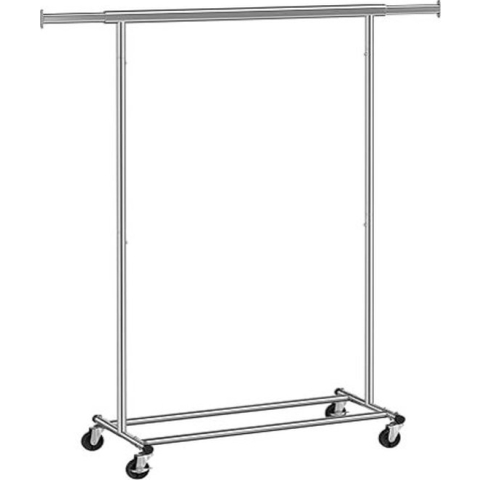 Metalen Kledingrek Voor Zwaar Gebruik, Belastbaar Tot 90 Kg, Kapstok Met Wielen, Opvouwbaar, Lengte 92-132 Cm, Verchroomd, İndustrieel
