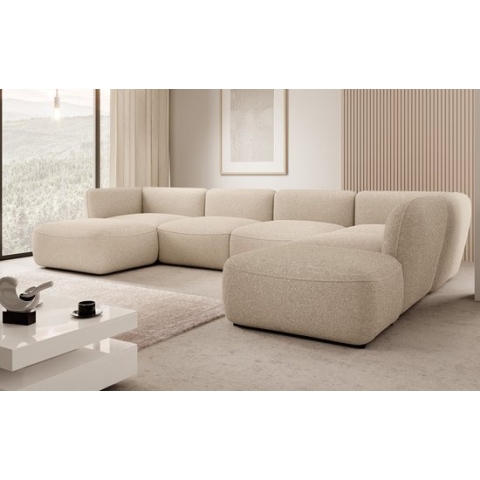 Meubella - Hoekbank Caesar - Beige - Teddy Boucle stof - Rechts