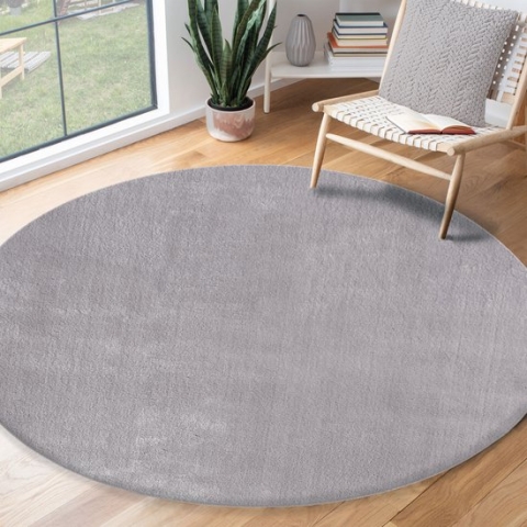 Vloerkleed voor woonkamer of slaapkamer in grijs 200x200 cm | Modern en zacht kortpolig tapijt | Rond | Antislip onderkant | Wasbaar tot 30 Graden | Rug for bedroom or living room | RELAX kleed by The Carpet