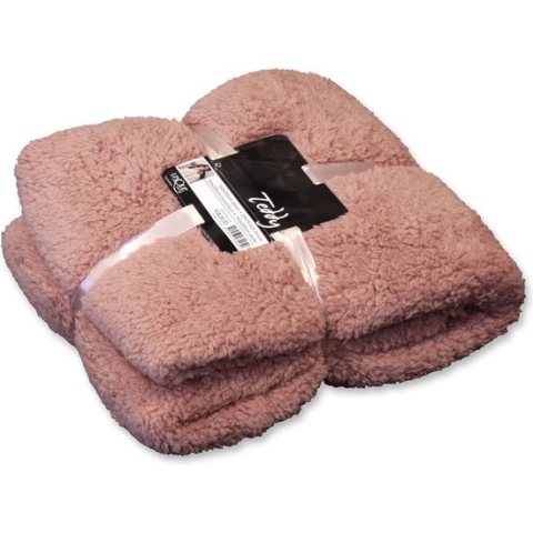 Unique Living fleece plaid 'Teddy' 150x200cm - Oudroze