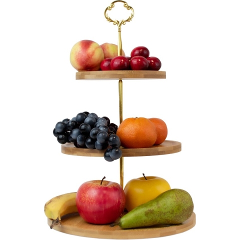 Nimma® Etagere - 3 Laags Serveertoren - Cake stand - Taartstandaard - Fruitschaal - Bamboe Hout