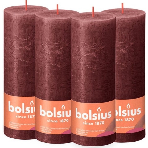 Bolsius - Rustieke Kaars - 4 Stuks - Rood - 19cm