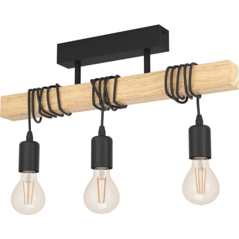 EGLO Townshend Plafondlamp - E27 - 55 cm - Zwart/Bruin
