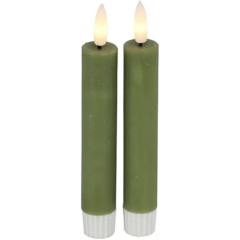 Countryfield - LED-Dinerkaars - met afstandsbediening - rustiek - Ø2,2CM - rond - Lyon - S - set 2 - groen - L2B2H15CM