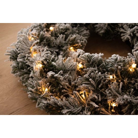 Kerstkrans / Deurkrans 60CM met LED verlichting en sneeuweffect - 50 lampjes
