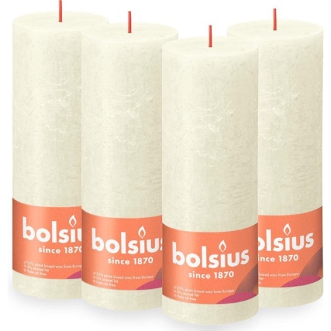 Bolsius - Rustieke Kaars - 4 Stuks - Ivoor - 19cm