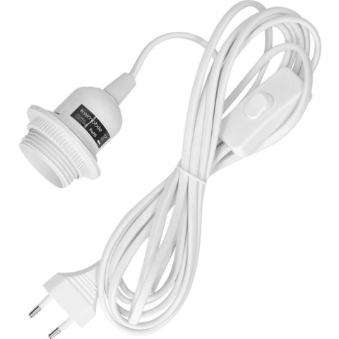 kwmobile E27 lampfitting met kabel - Snoerpendel met 3,5 meter snoer - Inclusief schakelaar en stekker - Voor hanglampen en plafondverlichting - Wit