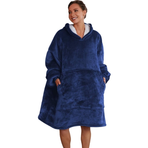 JAXY Hoodie Deken - Suggie - Snuggle Hoodie - Fleece Deken Met Mouwen - Hoodie Blanket - Blauw