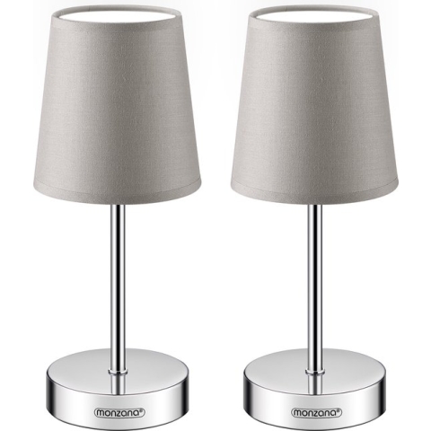 Monzana Tafellamp 2 Stuks – Incl. Lampenkap/ E14/ 32cm - Taupe
