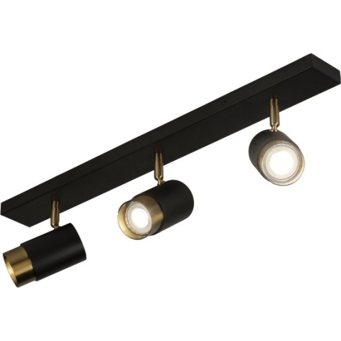 Lumidora Opbouwspot 74807 - 3 Lichts - GU10 - Zwart - Goud - Messing - Metaal