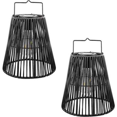 Solar tuinverlichting - Hanglamp/tafellamp buiten 'Firenze' met filament led lamp - Voordeelset 2 stuks - Op zonne-energie