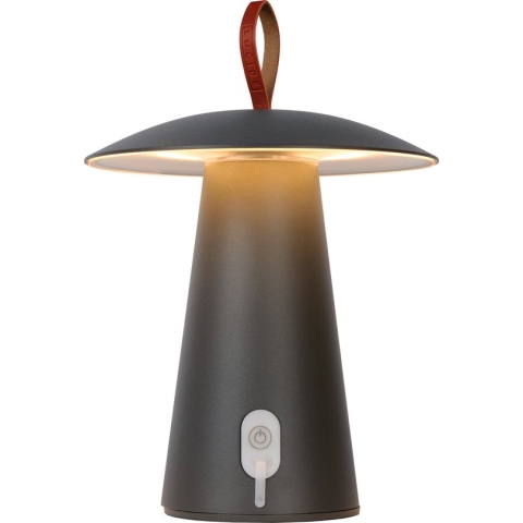 Lucide LA DONNA Oplaadbare Tafellamp Buiten - Accu/Batterij - Ø 19,7 cm - LED Dimb. - 1x2W 2700K - IP54 - 3 StepDim - Antraciet
