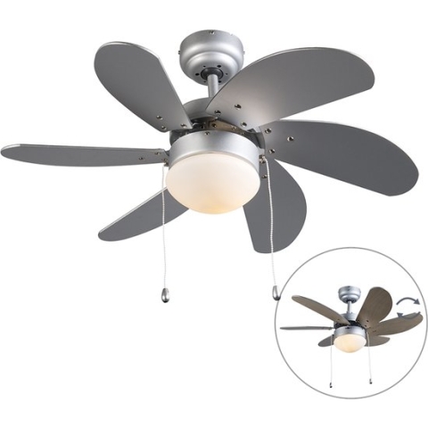 QAZQA fresh - Moderne Plafondventilator met lamp - 1 lichts - Ø 800 mm - Grijs - Woonkamer | Slaapkamer | Keuken
