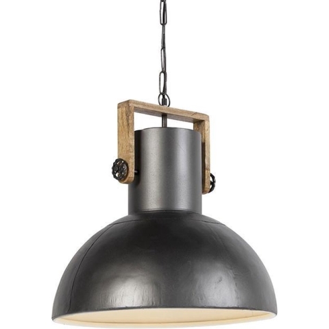 QAZQA mangoes - Industriele Hanglamp eettafel - 1 lichts - Ø 500 mm - Donkergrijs - Industrieel - Woonkamer | Slaapkamer | Keuken