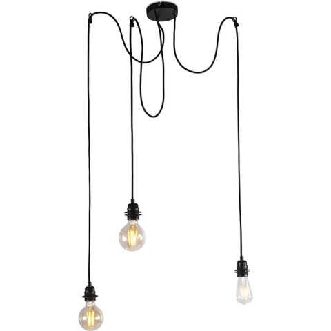 QAZQA cava luxe - Moderne Hanglamp - 3 lichts - H 1500 mm - Zwart - Woonkamer | Slaapkamer | Keuken