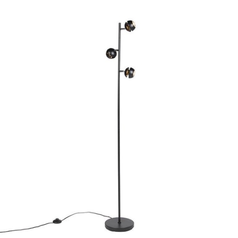 QAZQA buell - Moderne Vloerlamp | Staande Lamp - 3 lichts - H 1500 mm - Zwart - Woonkamer