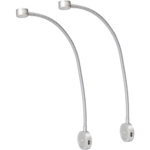 Bolt Electronics ® – Leeslamp – Bedlampje – Leeslamp slaapkamer – Leeslampje voor boek – Flexibel leeslampje – LED – 1001-A – Dimbaar – met 2 x USB - Aluminium – 2 stuks - CE 2020