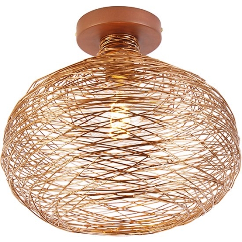 QAZQA sarella - Design Plafondlamp - 1 lichts - Ø 300 mm - Koper - Woonkamer | Slaapkamer | Keuken