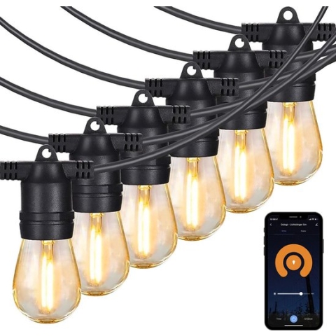 Gologi lichtsnoer buiten en binnen - Lichtslinger 5M - Tuinverlichting LED - Warme sfeerverlichting 2700K - Smart verlichting - Koppelbaar tot 20M