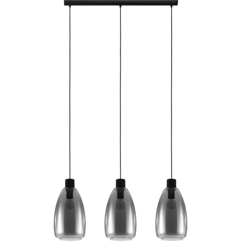 EGLO Chelvey Hanglamp - E27 - 89,5 cm - Glas, metaal - Zwart