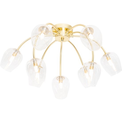 QAZQA elien - Klassieke Plafondlamp - 9 lichts - Ø 59.5 cm - Goud/messing - Woonkamer | Slaapkamer | Keuken
