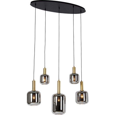 QAZQA zuzanna - Moderne Hanglamp eettafel voor boven de eettafel | in eetkamer - 5 lichts - L 99.5 cm - Grijs - Woonkamer | Slaapkamer | Keuken