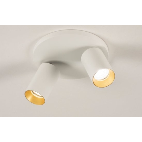 Lumidora Opbouwspot 31252 - 2 Lichts - GU10 - Wit - Goud - Metaal - Badkamerlamp - IP21 - ⌀ 20 cm
