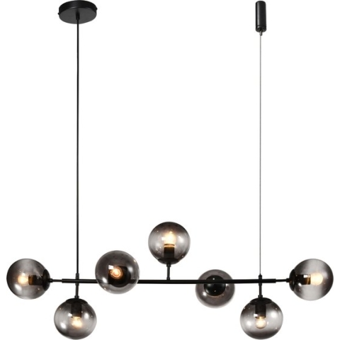 Design hanglamp 7-lichts smoke glas en transparant midden