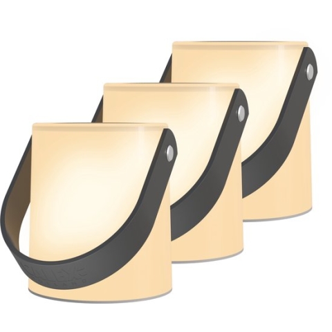 Calex Stedo Glazen Tafellamp - 3 stuks - Draagbare LED lamp met handvat - Op Batterijen - Warm Licht - Incl Timer