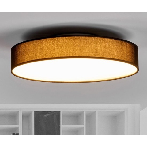 Lindby - plafondlamp - 1licht - stof, kunststof, metaal - H: 10.5 cm - zwart, wit - Inclusief lichtbron