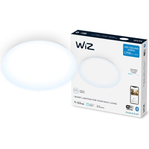 WiZ Plafonniere Adria Wit - Slimme LED-Verlichting - Koelwit Licht - Geintegreerd LED - 17W - Wi-Fi